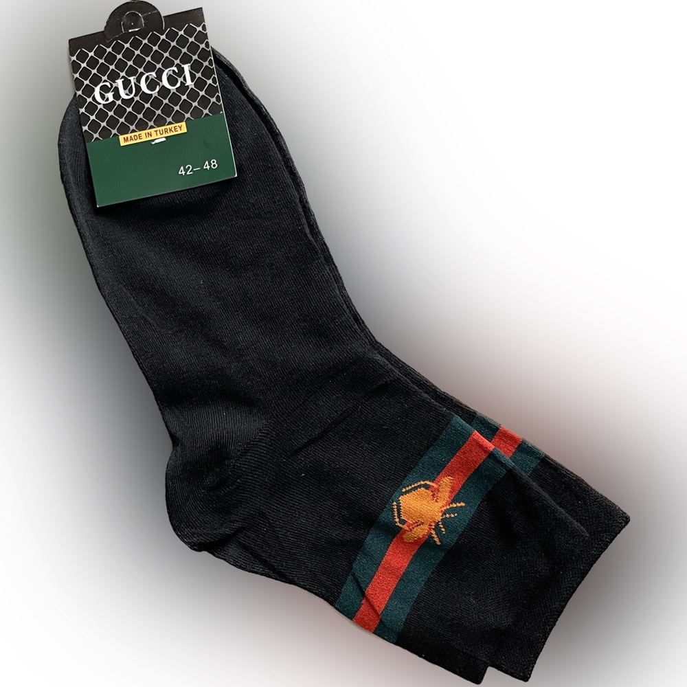 Gucci Black Stripe Bee Sock Pair Unisex (Men and women)